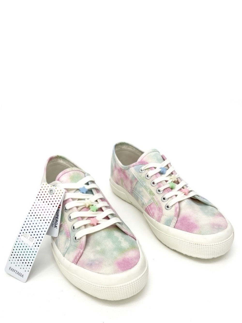 Superga Sneakers Green Pink Tie Dye Star Beads Womens Size 8.5 Fantasia New NWT